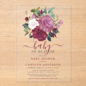 Baby In Bloom Bloemen Baby Shower Acryl Uitnodigingen (Voorkant)