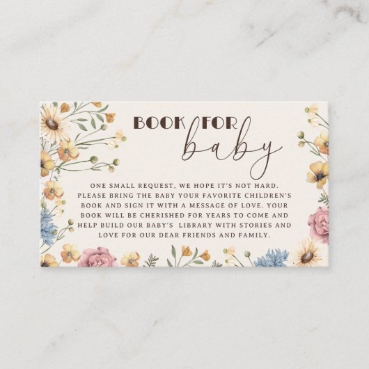 Baby in Bloom Bloemen Baby shower Boek voor Baby Informatiekaartje (Voorkant)