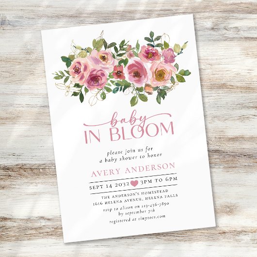 Baby in Bloom Bloemen Baby shower Kaart