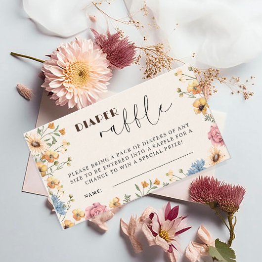 Baby in Bloom Bloemen Baby Shower Luiers Raffle Informatiekaartje
