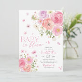 Baby in Bloom Bloemen Baby shower Paarse Roze Kaart (Staand voorkant)
