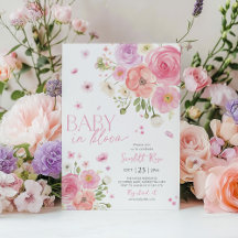 Baby in Bloom Bloemen Baby shower Paarse Roze