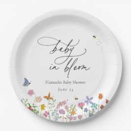 Baby in Bloom Bloemen Baby Shower Papieren Bordje