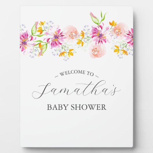 Baby in Bloom Bloemen Baby shower Teken Fotoplaat (Voorkant)