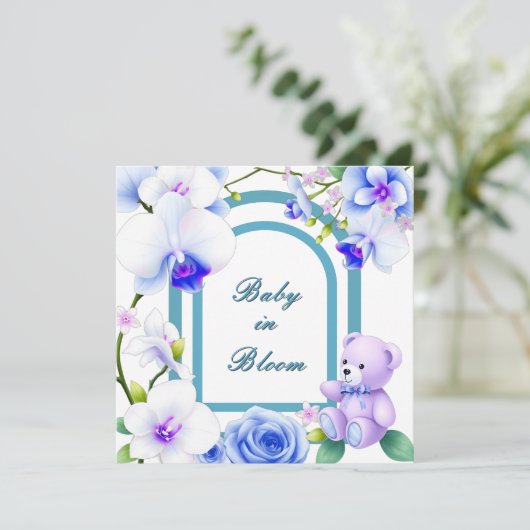 Baby in Bloom Bloemen baby shower voor een jongen Kaart (Staand voorkant)
