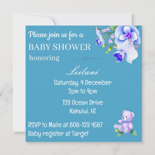Baby in Bloom Bloemen baby shower voor een jongen Kaart (Achterkant)