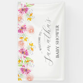 Baby in Bloom Bloemen Baby shower Welkomstbord Spandoek (Verticaal)