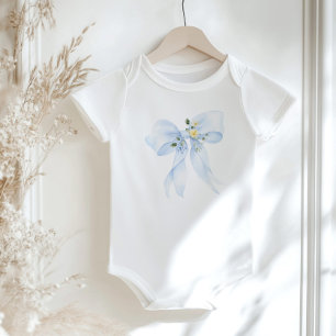 Baby in Bloom Bloemen Blauwe strik Baby shower Romper