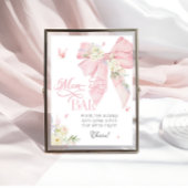 Baby in Bloom Bloemen Blush Pink Bow Mom-osa Bar Poster
