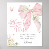 Baby in Bloom Bloemen Blush Pink Bow Mom-osa Bar Poster (Voorkant)