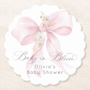 Baby in Bloom Bloemen Blush roze boog Baby shower Kartonnen Onderzetters