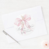 Baby in Bloom Bloemen Blush roze boog Baby shower Ronde Sticker (Envelop)