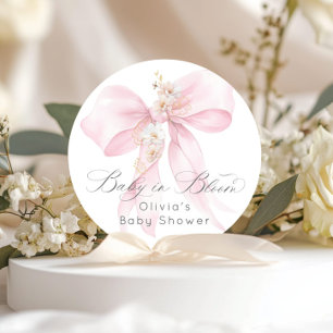 Baby in Bloom Bloemen Blush roze boog Baby shower Ronde Sticker