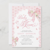 Baby in Bloom Bloemen Blush Roze Bow Baby shower Kaart (Voorkant)