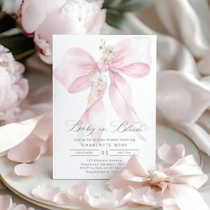 Baby in Bloom Bloemen Blush roze Bow baby shower Kaart