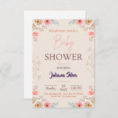 Baby in Bloom Bloemen Boho Baby shower Uitnodiging (Voorkant / Achterkant)