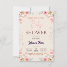 Baby in Bloom Bloemen Boho Baby shower Uitnodiging