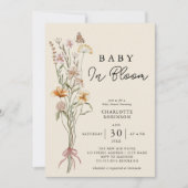 Baby in Bloom Bloemen Boho Baby shower Uitnodiging (Voorkant)