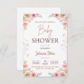 Baby in Bloom Bloemen Boho Baby shower Uitnodiging (Voorkant / Achterkant)