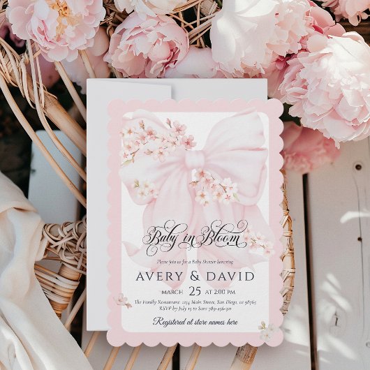 Baby in Bloom Bloemen Bow Spring Girl Baby shower Kaart