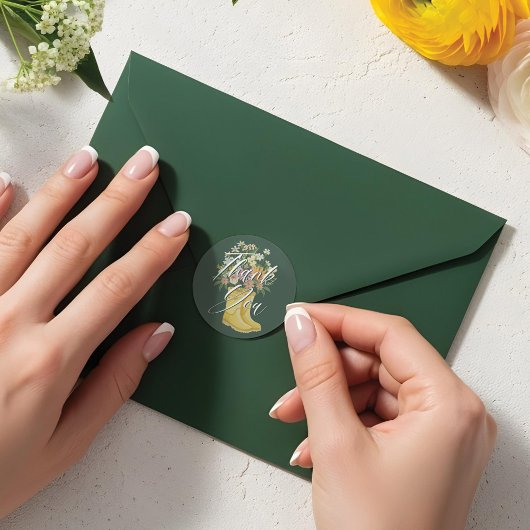 Baby in Bloom Bloemen Gele Regenlaars Dank u Ronde Sticker