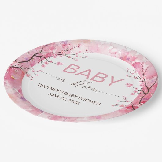 Baby in Bloom Bloemen Kersenbloesem Papier Borden Papieren Bordje (Gekanteld)