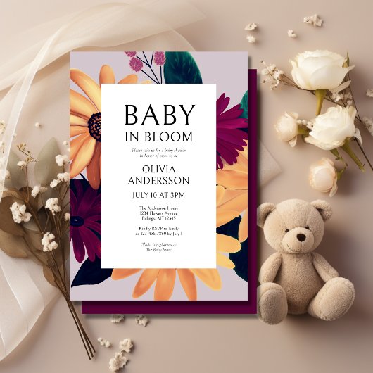 Baby In Bloom Bloemen Meisje Baby Shower  Kaart