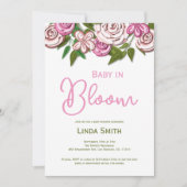 Baby in Bloom Bloemen Meisje Baby shower Uitnodigi Kaart (Voorkant)