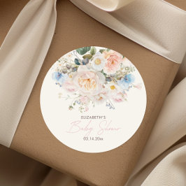 Baby in Bloom Bloemen Roze Baby shower Classic Rou Ronde Sticker