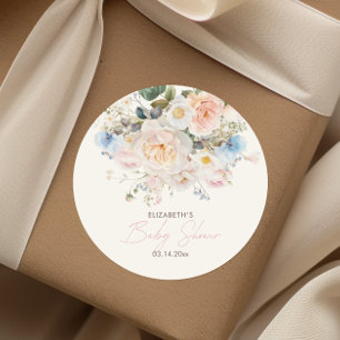 Baby in Bloom Bloemen Roze Baby shower Classic Rou Ronde Sticker