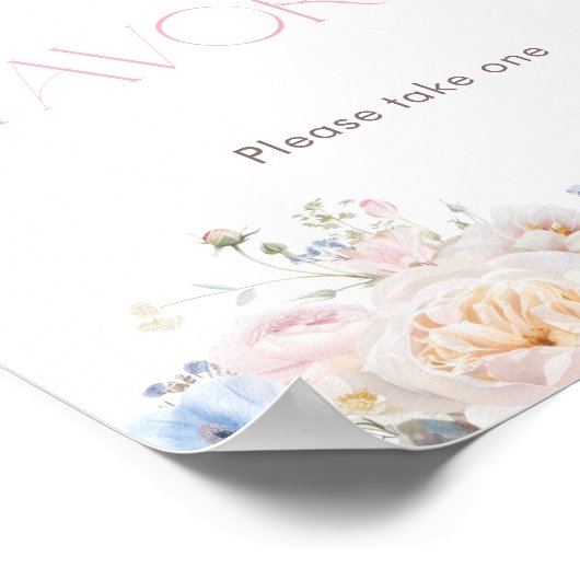 Baby in Bloom Bloemen Roze Baby shower Favors Poster (Hoek)