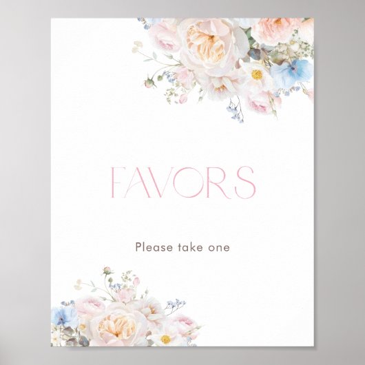 Baby in Bloom Bloemen Roze Baby shower Favors Poster (Voorkant)