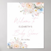 Baby in Bloom Bloemen Roze Baby shower Welkomstber Poster (Voorkant)