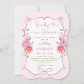 Baby in Bloom Bloemen Roze Bow Baby shower Kaart (Voorkant)