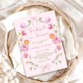 Baby in Bloom Bloemen Roze Bow Baby shower Kaart