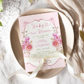 Baby in Bloom Bloemen Roze Bow Baby shower Kaart