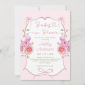 Baby in Bloom Bloemen Roze Bow Baby shower Kaart (Voorkant)