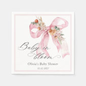 Baby in Bloom Bloemen Roze Bow Baby shower Servet (Voorkant)
