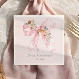 Baby in Bloom Bloemen Roze Bow Baby shower Servet