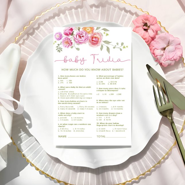 Baby in Bloom Bloemen Roze Strik Baby Trivia Spel (Creator heeft geüpload)