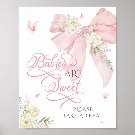 Baby in Bloom Bloemen Roze strik Baby's zijn zoet Poster (Voorkant)