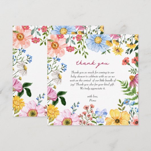 Baby in Bloom | Bloemen Schattigee Lente Zomerdouc Bedankkaart (Voorkant / Achterkant)