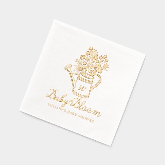 Baby in Bloom Bloemen Watering Can Baby shower Folie Servetten (Links)