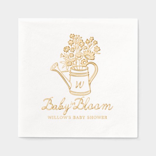 Baby in Bloom Bloemen Watering Can Baby shower Folie Servetten (Voorkant)
