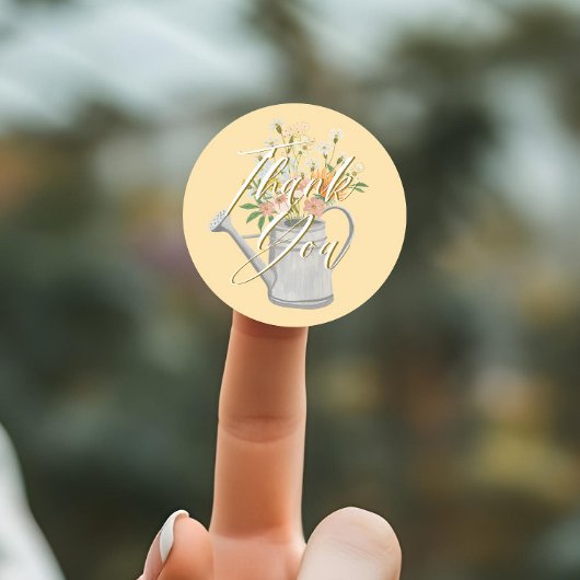 Baby in Bloom Bloemen Watering Kan Douchen Dank u Ronde Sticker