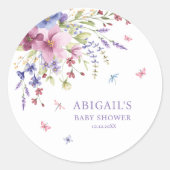 BABY IN BLOOM BLOEMEN WILDE BLOEMEN BABY SHOWER RONDE STICKER (Voorkant)