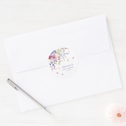 BABY IN BLOOM BLOEMEN WILDE BLOEMEN BABY SHOWER RONDE STICKER (Envelop)