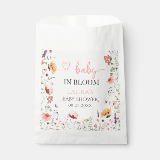 Baby in Bloom Bloemen Wildflower Baby shower Bedankzakje (Voorkant)