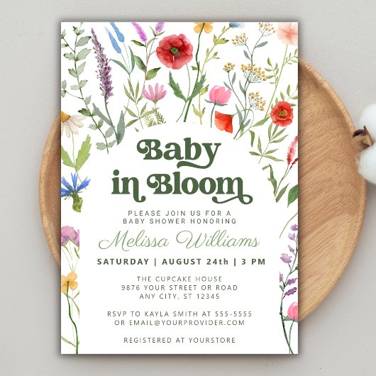 Baby in Bloom Bloemen Wildflower Baby shower Kaart