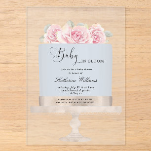 Baby in Bloom Bloemencake Baby Borrel Acryl Uitnodigingen